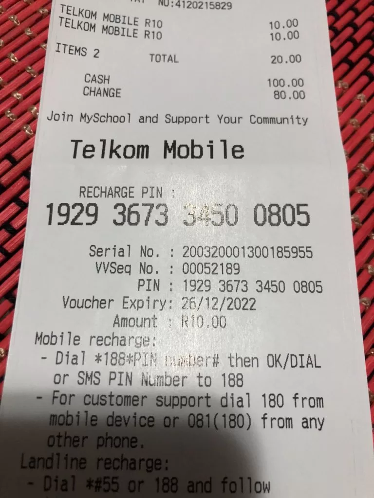 telkom recharge vourcher